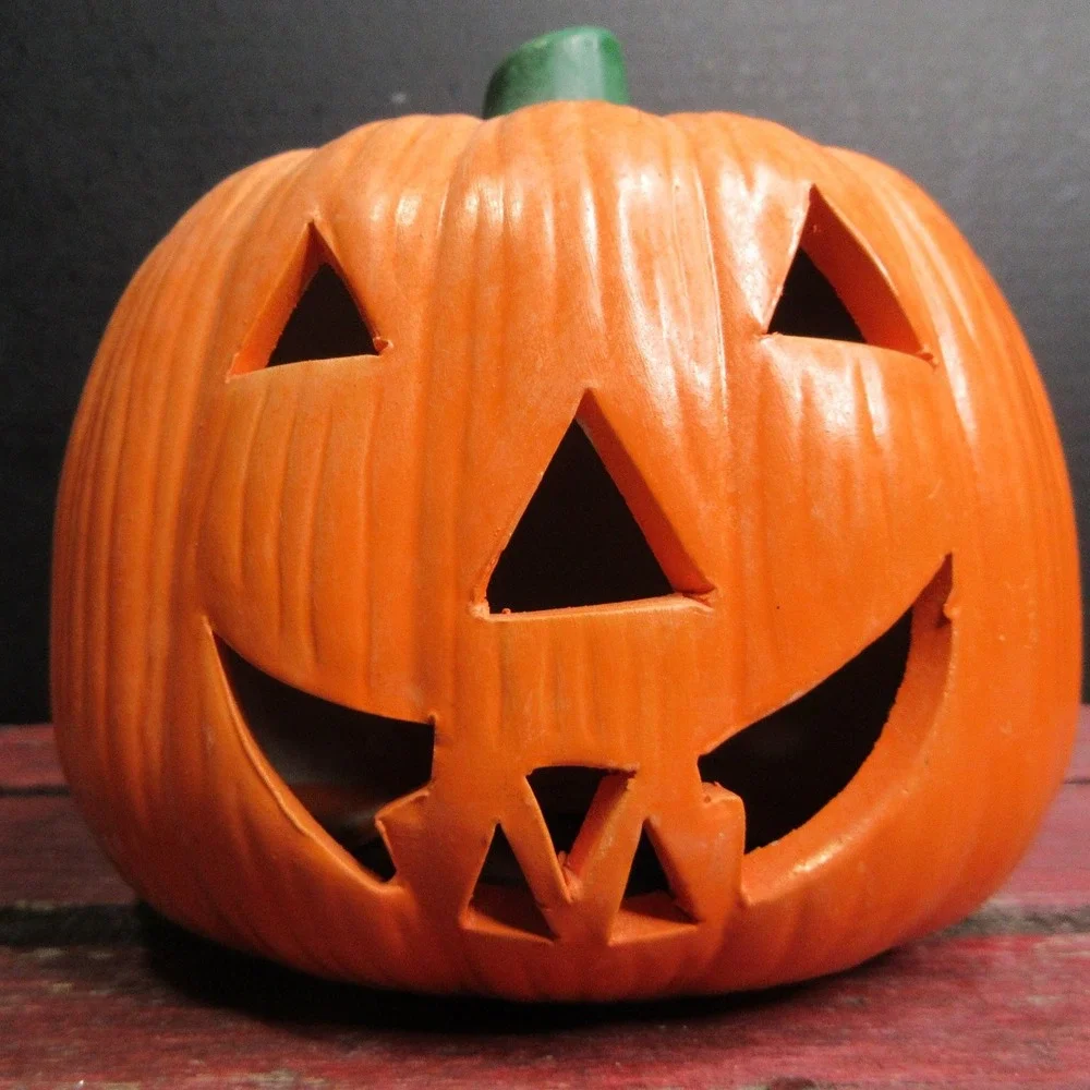 Vintage Jack-o'-Lantern Pumpkin Halloween Decor Ceramic Clay Yard Art Taiwan